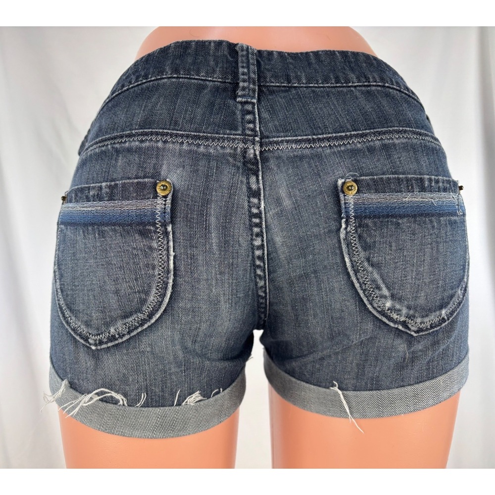 American Eagle Low Rise Cuffed Jean Shorts Women's Dark Wash 100% Cotton 30x2.5 - Picture 2 of 15